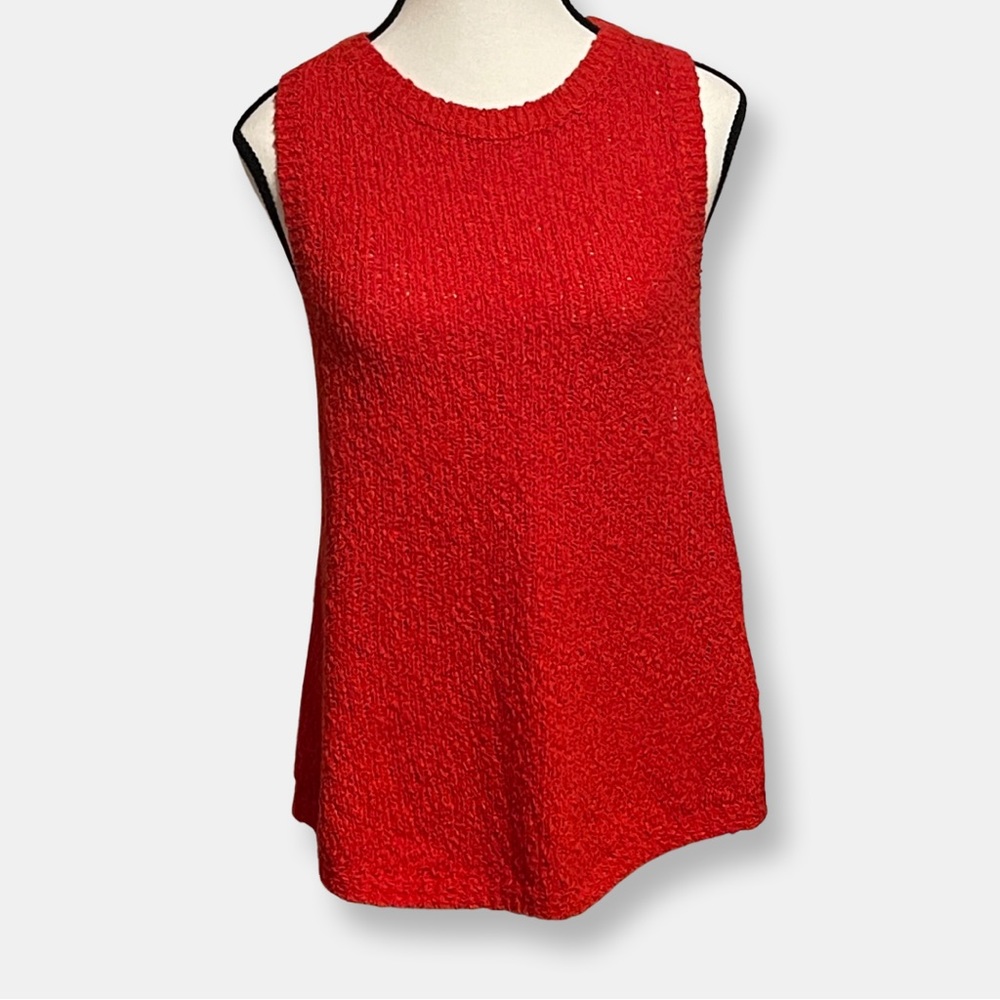 H&M Oversized Red Sweater Knit, Racer Back Tank, Size Small